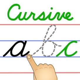 cursive letters a b and c